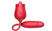 New Rose Flower 3 Generations 2 In 1 Tongue Licking G-spot telescopic Vibrator