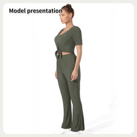 Top And Pants Set (Option: Dark green-S)